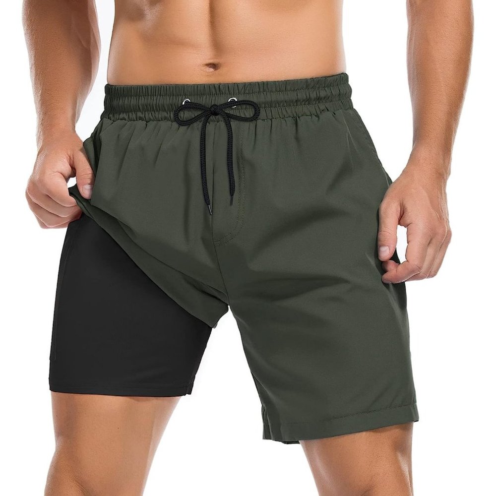 Swim Trunks Quick Dry Bathing Suit for Men with Compression Liner